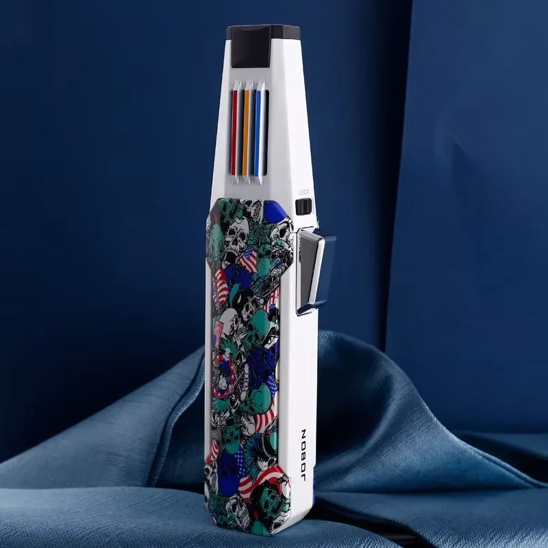 Windproof Super Big Flame Torch Lighter Outdoor Camping BBQ Kitchen Lighter Refillable Butane Lighter Men'S Tools No Box No Gas