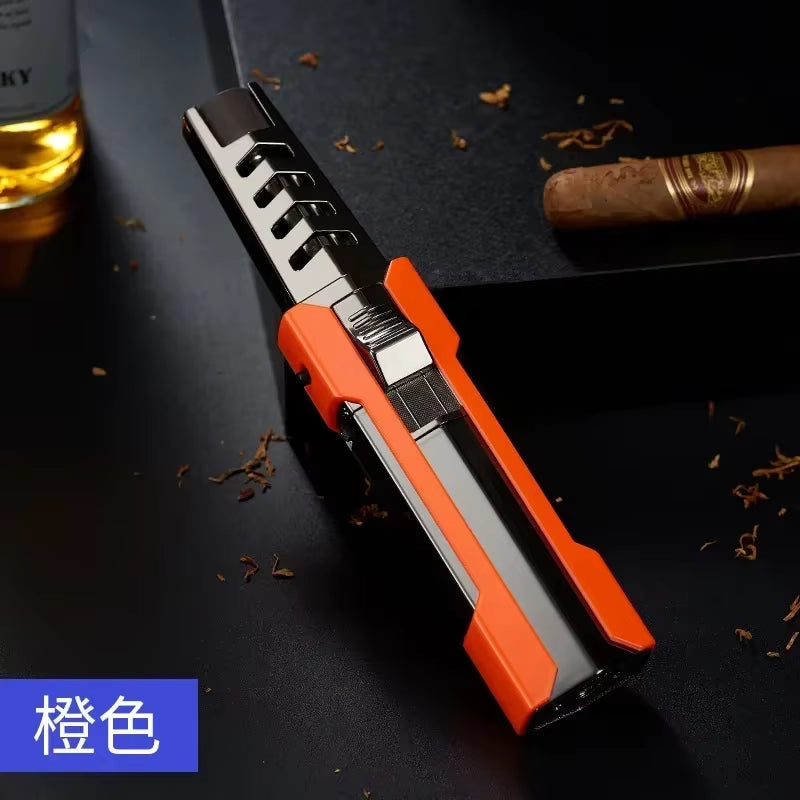 Windproof Super Big Flame Torch Lighter Outdoor Camping BBQ Kitchen Lighter Refillable Butane Lighter Men'S Tools No Box No Gas