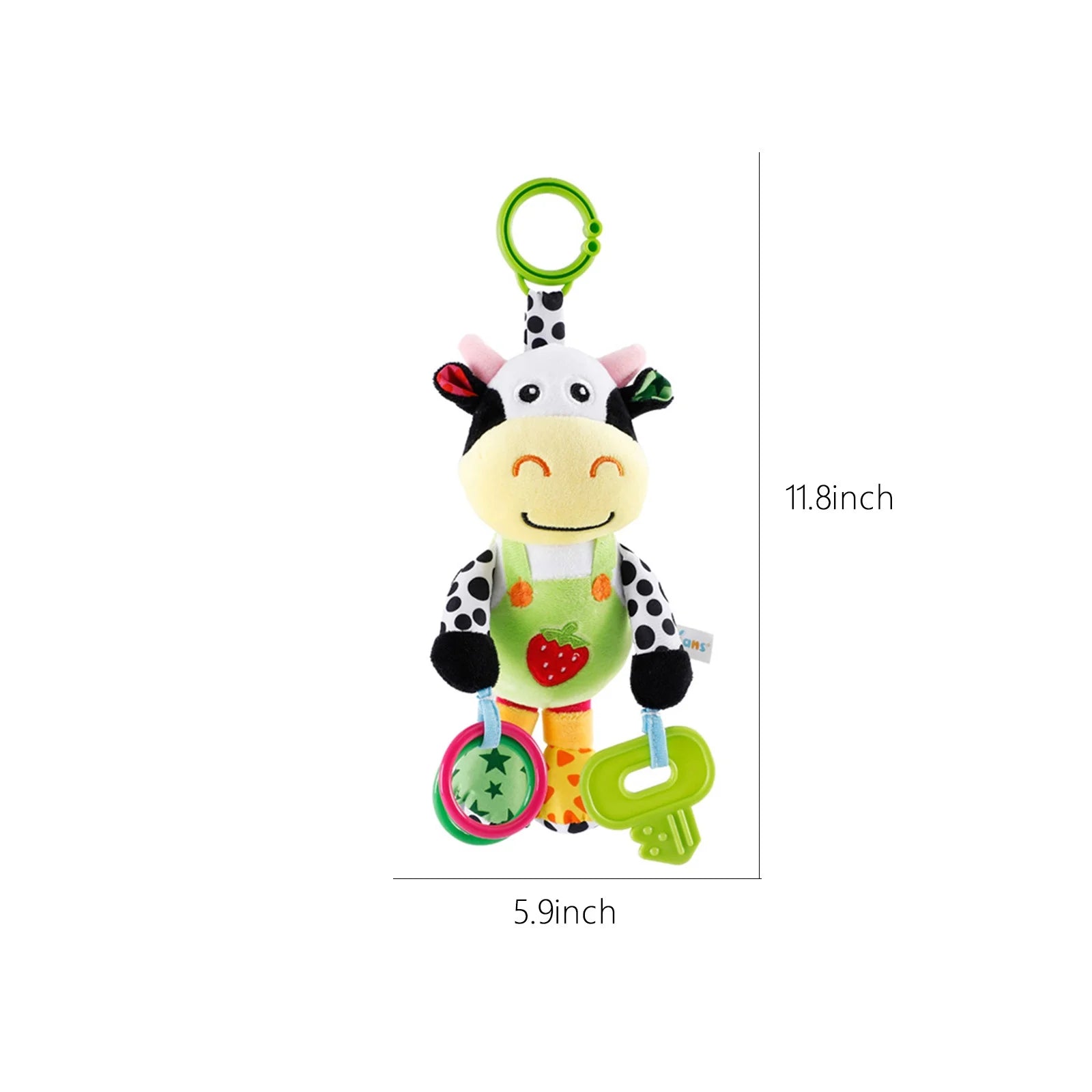 Cow Musical Baby Toys, Cow Plush Toy with 32 Music, Bells, Teether, Pull Tabs, Baby Car Seat Toys for Baby, Newborn, Infant 0-6 6-12 Months, White