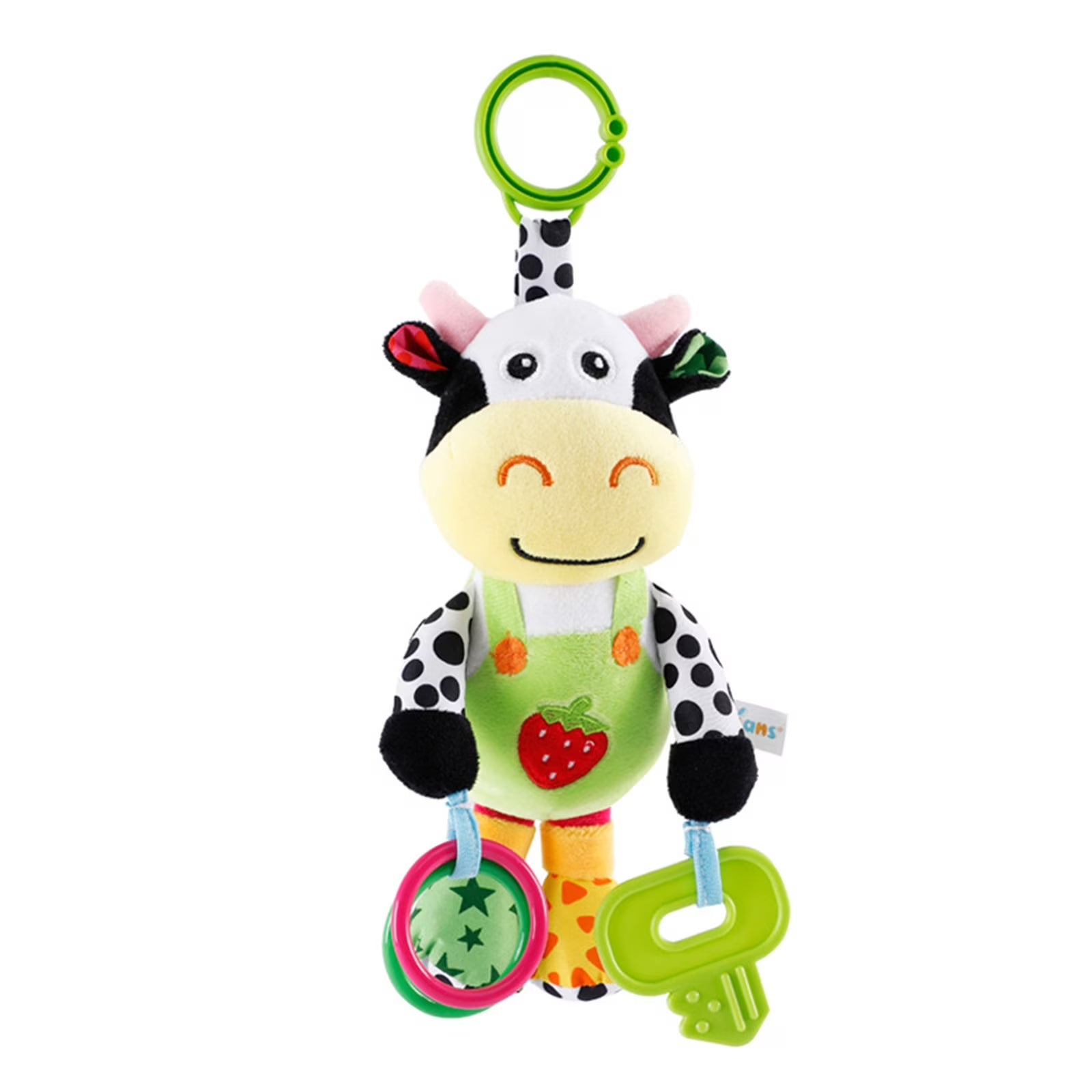 Cow Musical Baby Toys, Cow Plush Toy with 32 Music, Bells, Teether, Pull Tabs, Baby Car Seat Toys for Baby, Newborn, Infant 0-6 6-12 Months, White
