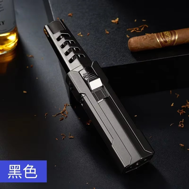 Windproof Super Big Flame Torch Lighter Outdoor Camping BBQ Kitchen Lighter Refillable Butane Lighter Men'S Tools No Box No Gas
