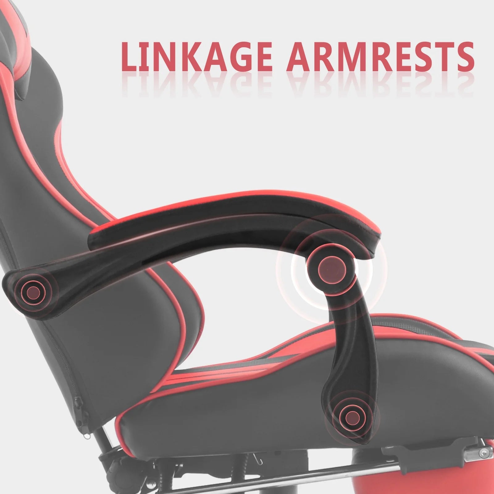Gaming Chair Massage Office Chair with Footrest, Ergonomic Swivel Gamer Chair with Lumbar Pillow & Headrest, Red